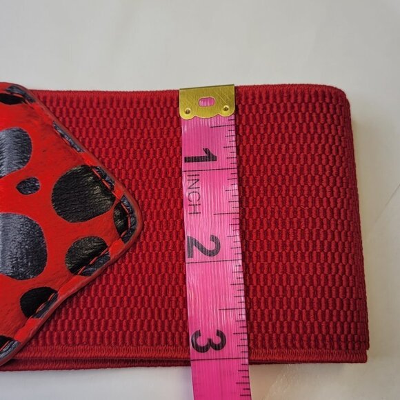 WOMENS Red Belt Animal Print Stretchy Belt - Picture 10 of 12
